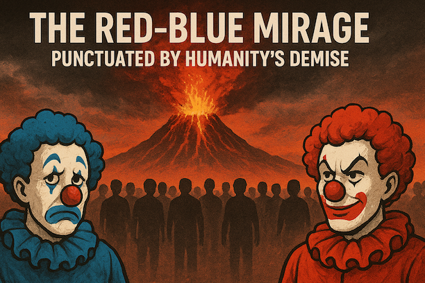 climate collapse, Anthropocene extinction, environmental disaster, global warming 2025, human impact on Earth, red-blue mirage, political inaction climate, mass extinction timeline, population hunger obesity, industrial pollution history, ecological collapse